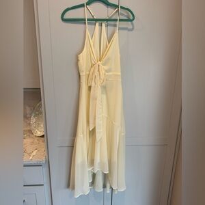 Elegant Cream/Light Yellow Halter Dress